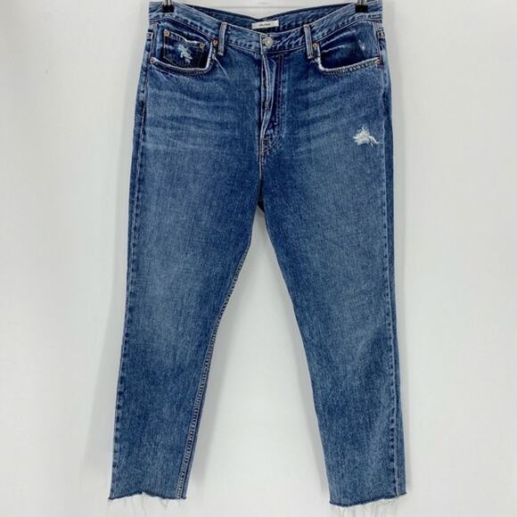 New GRLFRND Jeans Karolina High Waist Size 32 Skinny Raw Hem Crop Button Fly - Picture 3 of 14